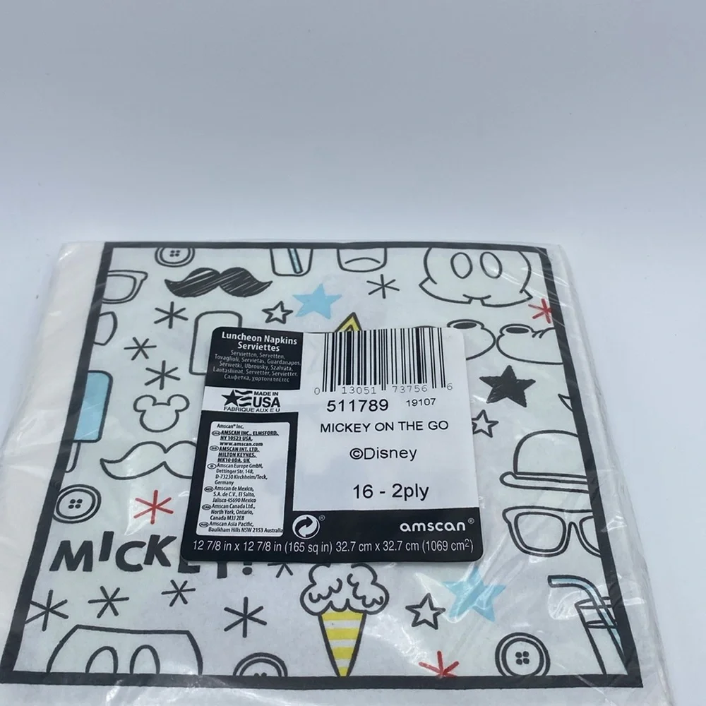 2 VTG Disney Mickey Mouse birthday party luncheon napkins 16 per pack 2 ply